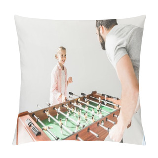Personality  Father And Daughter Playing Foosball Pillow Covers