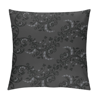Personality  Seamless Black And Silver Foliage Pattern Pillow Covers