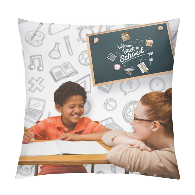 Personality  happy teacher and pupil pillow covers