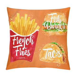 Personality  Set French Fries Orange Pillow Covers