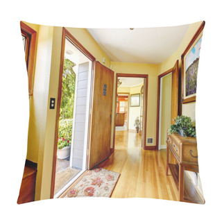 Personality  Large Old Luxury House Entrance With Art And Yellow Walls. Pillow Covers