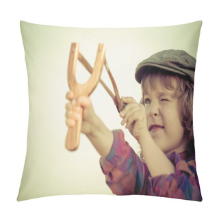 Personality  Kid Holding Slingshot  Pillow Covers