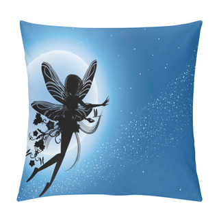 Personality  Flying Fairy Silhouette In Night Sky Pillow Covers