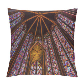 Personality  Stained Glass Cathedral Ceiling Sainte Chapelle Paris France Pillow Covers