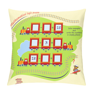 Personality  Mathematical Logic Puzzle Game. Solve Examples And Write Numbers In Empty Places. Page For Brain Teaser Book. Math Exercises On Addition And Subtraction. Play Online. Memory Training For Seniors. Pillow Covers