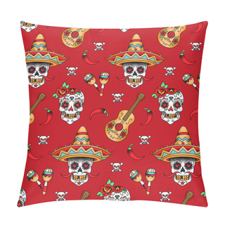 Personality  Mexican Sugar Skulls With Chili Peppers Pillow Covers