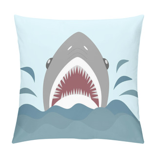 Personality  Shark With Open Jaws And Sharp Teeth. Vector Illustration In Flat Cartoon Style Pillow Covers