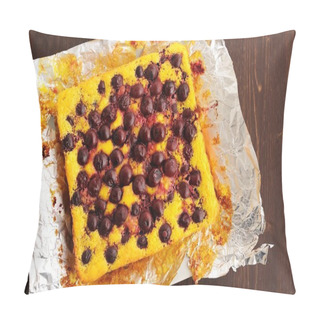 Personality  Homemade Rustic Quark Pie With Cherries Baked In Foil Pillow Covers