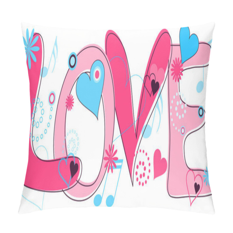 Personality  Love Text in Pink and Blue pillow covers