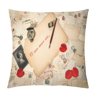 Personality  Old Love Letters And Post Cards Pillow Covers