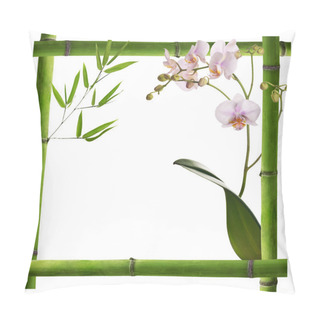 Personality  Square Frame From Green Bamboo With Orchid Flowers Pillow Covers