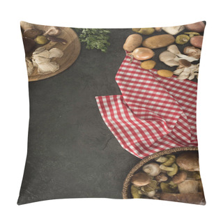 Personality  Mushrooms And Vegetables On Concrete Surface Pillow Covers
