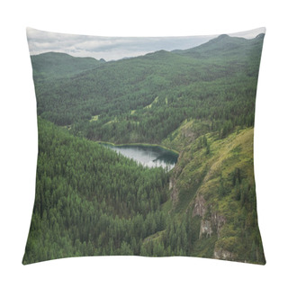 Personality  Majestic Mountains Covered With Trees And Mountain Lake In Altai, Russia Pillow Covers