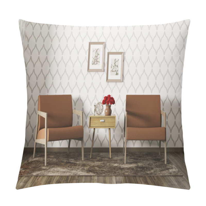 Personality  Interior of living room with armchairs 3d render pillow covers