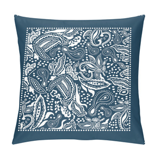 Personality  Silk Scarf With Paisleys And Blooming Flowers. Pillow Covers