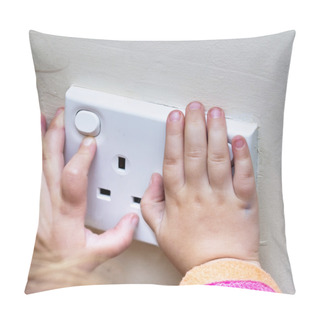 Personality  Child Hands On Electrical Sockets Pillow Covers