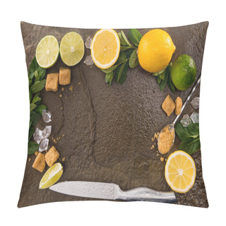 Personality  Lime Slices With Mint Leaves And Knife Pillow Covers