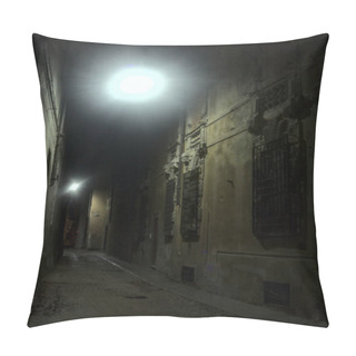 Personality  Alley In An Italian Town During A Light Rainfall At Night Pillow Covers