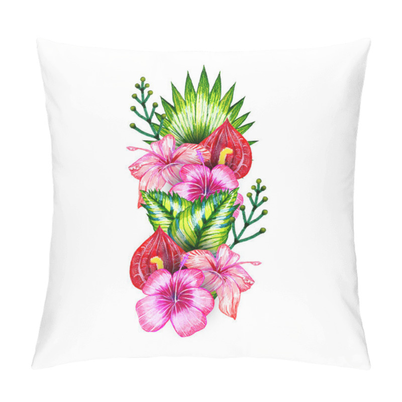 Personality  Exotic Flowers Set Tropical Composition Pillow Covers