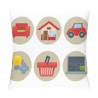 Personality  Vector Home Icons Collection Pillow Covers