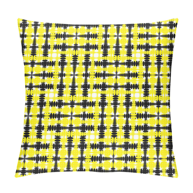 Personality  Strict yellow tiles from intersecting white squares and black cu pillow covers