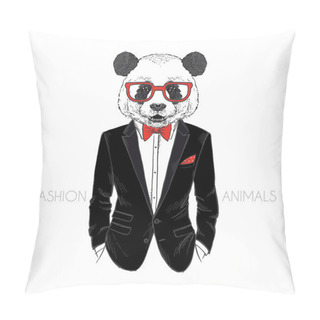 Personality  Panda Boy Dressed Up  Pillow Covers