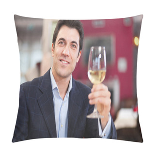Personality  Handsome Man Holding A Glass Of Wine Pillow Covers
