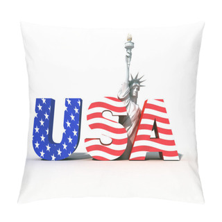 Personality  Usa Logo With Statue Of Liberty- Digital Art Work Pillow Covers