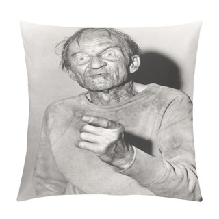 Personality  Man Pointing Against Wall Pillow Covers