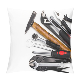 Personality  Set Of Tools, Many Tools On White Background. With Copy Space Pillow Covers