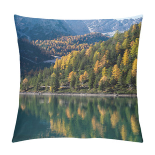 Personality  Autumn Peaceful Alpine Lake Braies Or Pragser Wildsee. Fanes-Sen Pillow Covers
