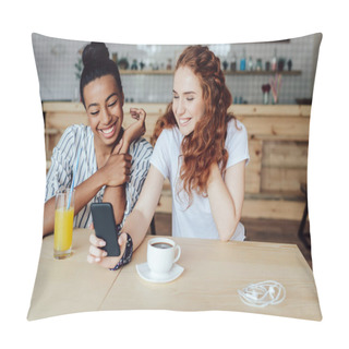 Personality  Multiethnic Girls Using Smartphone Pillow Covers