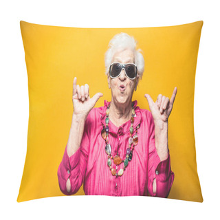 Personality  Grandmother Portrait Set In The Studio. Concepts About Seniority Pillow Covers