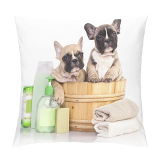 Personality  French  Bulldog Puppy In Wooden Wash Pillow Covers