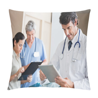 Personality  Male Doctor Holding Digital Tablet Pillow Covers