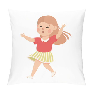 Personality  Little Girl Reaching Hand Supporting And Comforting Someone Vector Illustration Pillow Covers