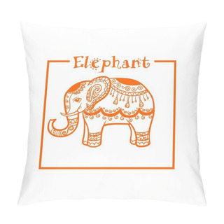 Personality  Elephant In Ethnic Style Orange Frame Vector Image Pillow Covers