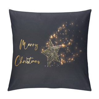 Personality  Merry Christmas Greeting Card Template With Golden Geometric Nativity Star On Black Background. Pillow Covers
