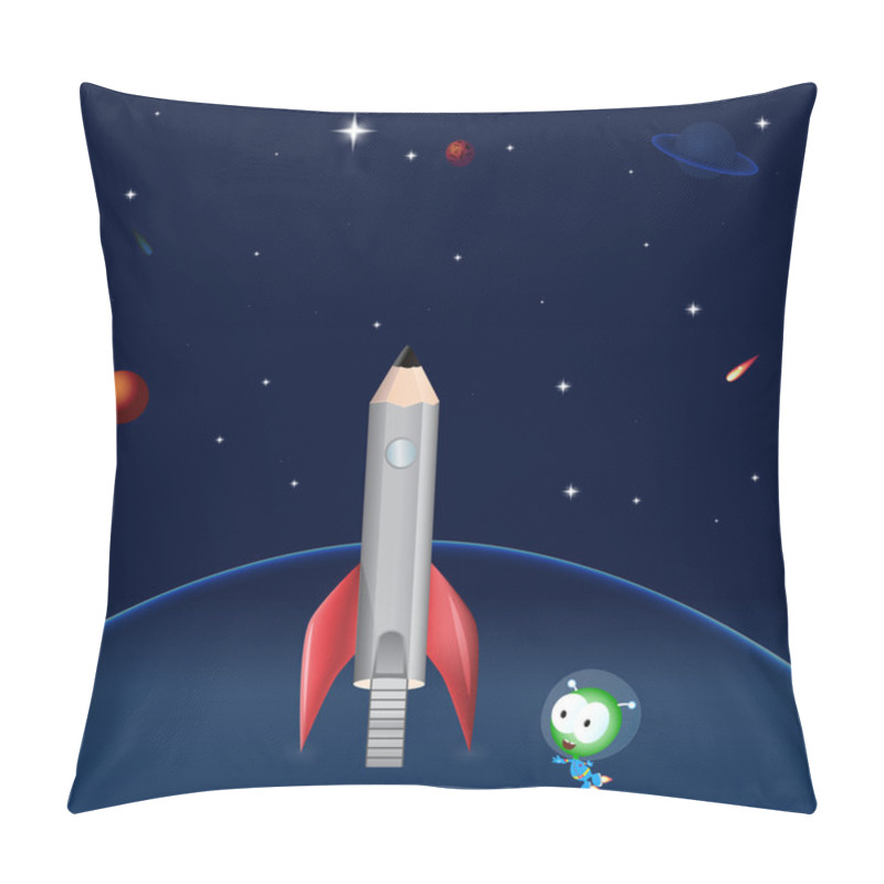 Personality  Pencil Rocket. Vector Illustration. Pillow Covers