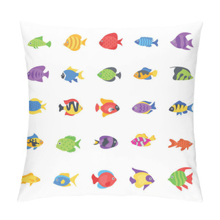 Personality  Fishes Flat Vector Icons Set Pillow Covers