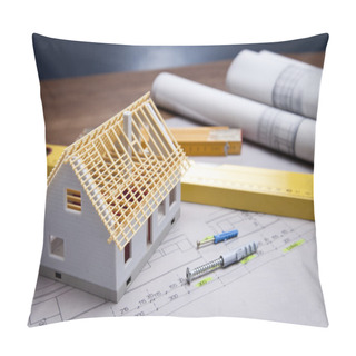Personality  Construction Plans And Blueprints On Wooden Table Pillow Covers