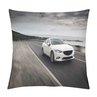 Personality  Car Drive Speed Fast On The Road At Sea Mountain Cloudy Sky Landscape Mazda Pillow Covers