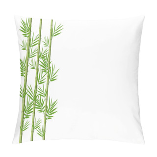 Personality  Bamboo Stems With Leaves On A White Background. Pillow Covers