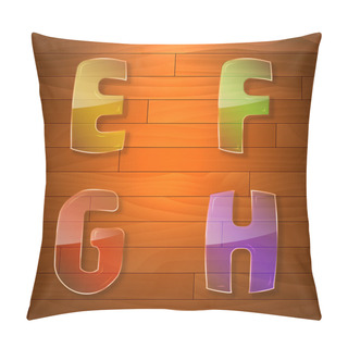 Personality  Colorful Glass Vector Font. E, F, G, H Pillow Covers