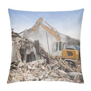Personality  Excavator Demolishing Barracks Pillow Covers