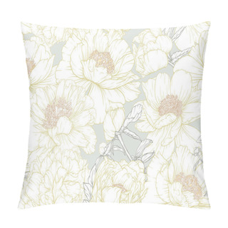 Personality  Peonies Flowers. Seamless Pattern, Background. Colored Vector Illustration. In Botanical Style Pillow Covers