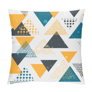 Personality  Abstract Seamless Vector Pattern For Girls, Boys, Clothes. Creative Background With Geometric Figures Triangle Funny Wallpaper For Textile And Fabric. Fashion Style. Colorful Bright Pillow Covers