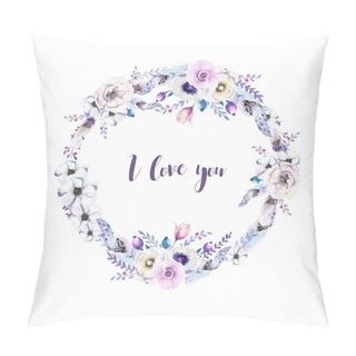 Personality  Watercolor Floral Wreath Pillow Covers