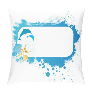 Personality  Grunge Frame With Sea Decoration Pillow Covers