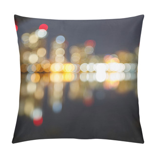 Personality  Blurred Illuminated Buildings, Reflection And Bokeh Lights Pillow Covers